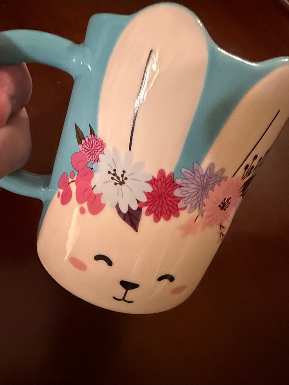 Starbucks Bunny Floral Ceramic Mug - Blue and Pink